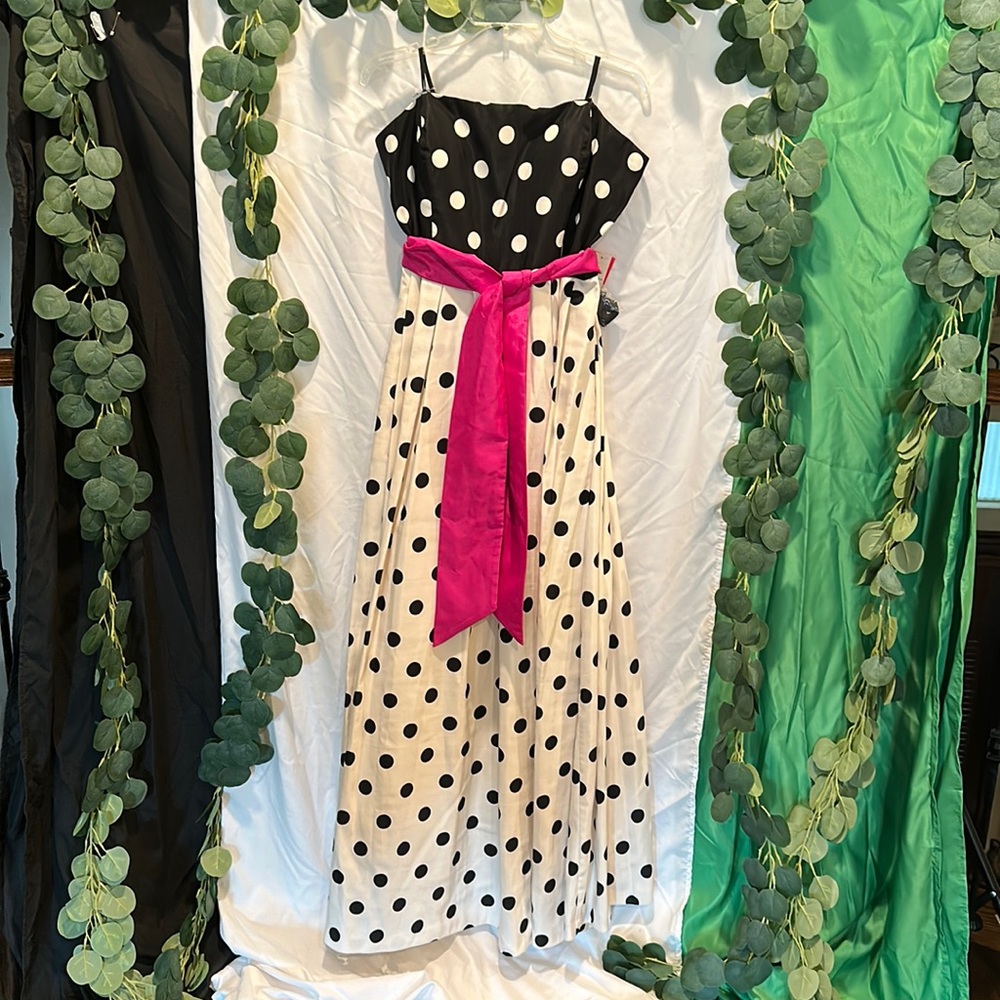 BNWT Eliza J Black and White Polka Dot Gown Size 14